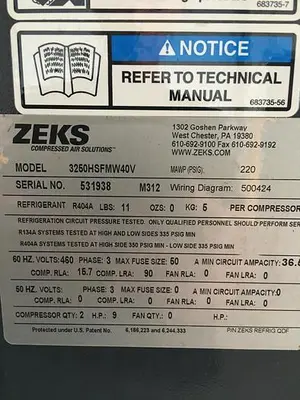 Used ZEKS 3250 HSFMW40V Air Dryers | DH Griffin Used Equipment #1383233
