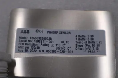 ABB TB557326710JB INSERTION PH/ORP SENSOR NEW UNIT STOCK G496A