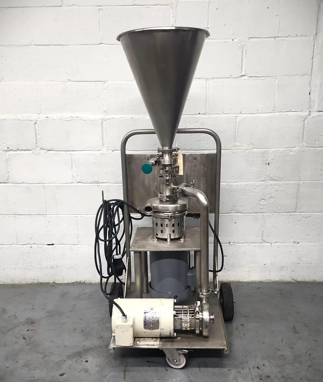 Mixer Tri Blender Cone Sanitary Explotion Proof In stainless steel On rack on Wheels # 38922