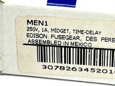 MEN1 | Edison  Midget Time Delay Fuse 1A 250V - New