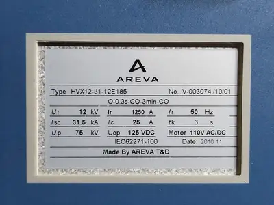 Used AREVA HVX12-31-12E185 Switchgears British Columbia CA | Lenmark #240258