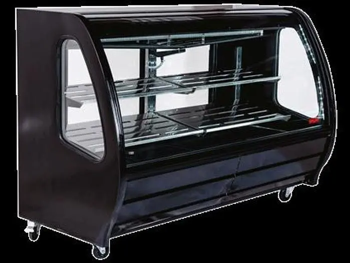 56.6 CURVED GLASS DELI PASTRY CASE -black, white or stainless finish