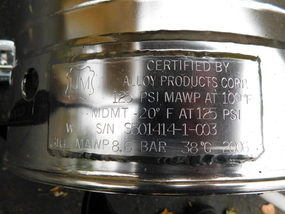 USED ALLOY PRODUCTS TANK 8 GALLON