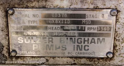 USED SULZER BINGHAM 6X8X11D MSD