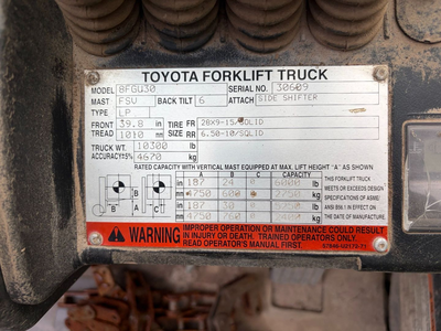 Used 2010 TOYOTA 8FGU30 Misc Forklifts Pennsylvania US | Aucto #1307348