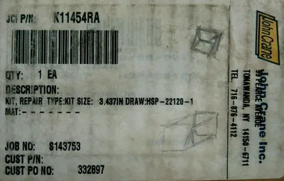 NEW JOHN CRANE K11454RA REPAIR KIT SIZE: 3.437IN DRAW: HSP-22120-1