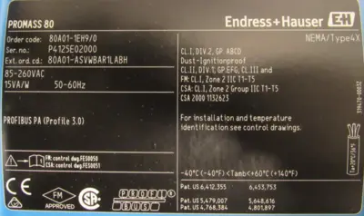 NEW ENDRESS HAUSER 80A01-1EH9/0 TRANSMITTER PROMASS 80 80A01-ASVWBAR1LABH