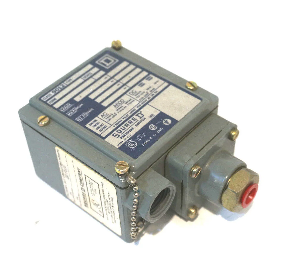 NEW SQUARE D 9012-GBW22S1 PRESSURE SWITCH 9012GBW22S1