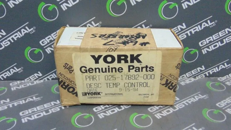 York 025-17892-000 Temperature Control New NIB