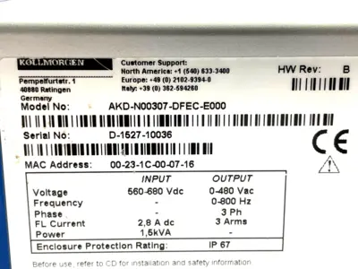 AKD-N00307-DFEC-E000 | Kollmorgen  Decentralized Servo Motor - For parts or not working