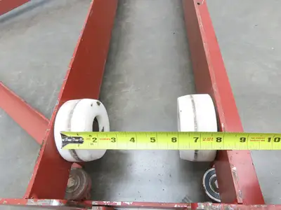 Underhung Bridge Crane Push End Truck 3.25"-7" Beam Flange 48"L 4" Poly Wheels