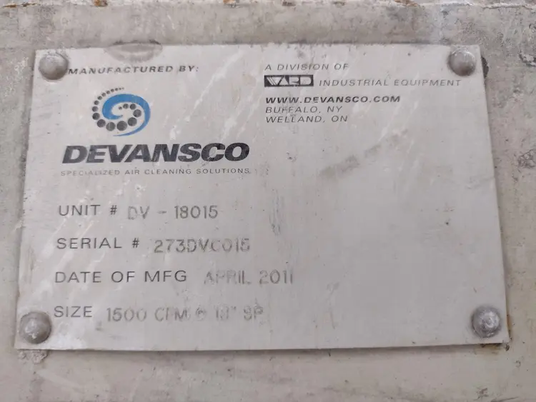 Used WARD DV-18015 Dust Collectors Ohio US | Yoder Brothers machinery 21 #89989
