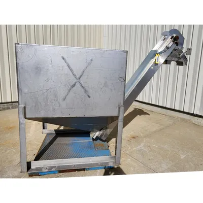 Used Stainless Steel Hopper w/ Belt Conveyor Frame [PART]
