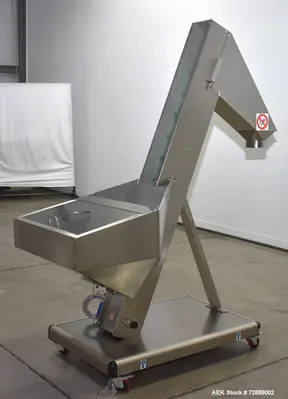 Used - SARG Incline Belt Conveyor with Hopper & Cleated Belt