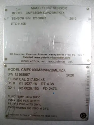 Used Micro Motion CMFS100 M339N2BMEKZX Sensors New Hampshire US | Bitter End Trading #1466047
