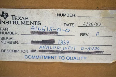 USED TEXAS INSTRUMENTS A16515-0-0 CIRCUIT BOARD REV.D A1651500