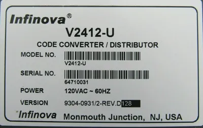 NEW INFINOVA V2412-U CODE CONVERTER V2412U