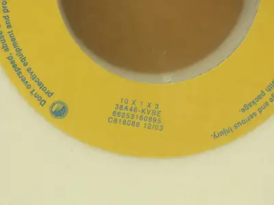 Norton 66253160895 White Grinding Wheel 10"OD x 1"W x 3"ID 2485 RPM 38A46-KVBE