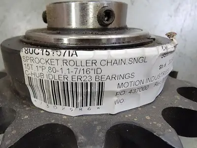 Idler Roller Chain Sprocket 80C15107IA, Size 80, 15 Teeth w/ ER23 Bearing