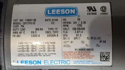 110047.00,HF72150KB5HP16 | Leeson 110047.00 Electric Motor w/ Boston Gear HF721-50K-B5-HP-16 Speed Reducer - Used