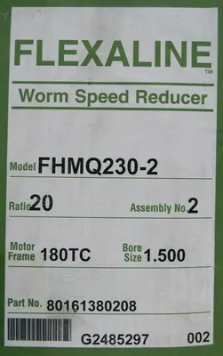 NEW GROVE GEAR FHMQ230-2 FLEXALINE WORM SPEED REDUCER 20:1 FHMQ2302