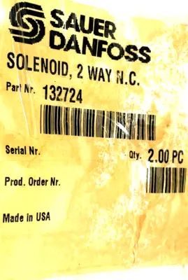 NEW SAUER DANFOSS 132724 2 WAY SOLENOID VALVE 16 WATTS