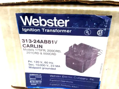 NEW WEBSTER 313-24AB81V CARLIN IGNITION TRANSFORMER 31324AB81VCARLIN
