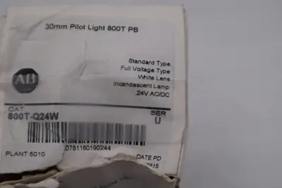 NEW Allen Bradley 800T-Q24W white pilot light Ser U 24V STOCK G704A