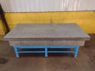 8' X 4' X 14" CHALLENGE PRECISION LAYOUT INSPECTION GRANITE TABLE W/ EDGE LEDGES: STOCK #23812