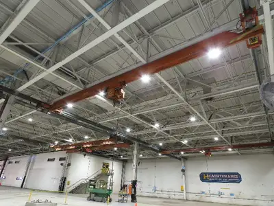 Cleveland Tramrail P&H 3 Ton Single Girder Underhung Bridge Crane 45' 10" Span