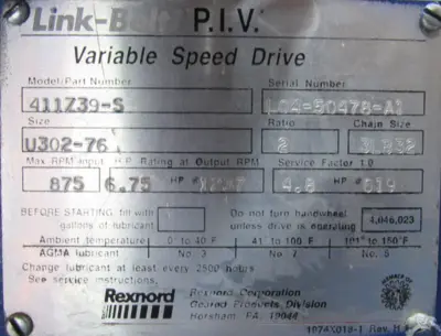 NEW REXNORD 411Z39-S VARIABLE SPEED DRIVE PIV 2:1 U302-76 411Z39S
