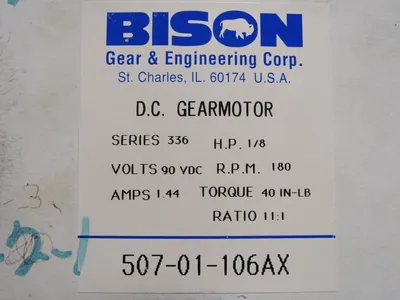 NEW BISON 507-01-106AX D.C. GEARMOTOR 90VDC 11:1 50701106AX