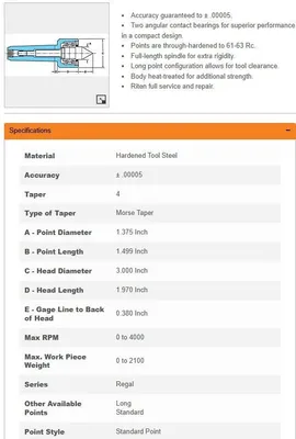 RITEN 48604 Live Center Tooling & Accessories, Live Centers | Machinery Central (10)