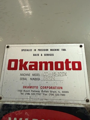 Used 2002 Okamoto ACC-1632-DX, 2002, PROG. AUTO IDF, 3X AUTO FEEDS Reciprocating Surface Grinders New Jersey US | Machinery Values #1507205