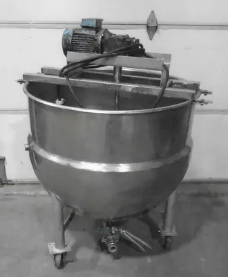 Used Stainless Steel Steam Jacketed Kettle with Top Mounted Agitation