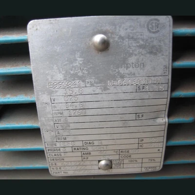 15HP Brook Crompton Rexnord SKZN65C12.5-D1 Right-Angle Gearhead Motor
