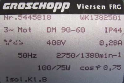 NEW GROSCHOPP DM90-60 MOTOR 5445818 WK1382501 DM9060