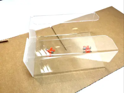 USED NMC DISPOSABLE MASK DISPENSER, 150 MASK CAPACITY WALL MOUNT ACRYLIC