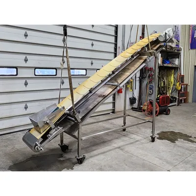 Used 17"W X 13'-3"L Stainless Steel Trough Vinyl Belt Conveyor