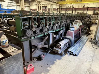 36" HI-RIB (7.2 TYPE) PANEL RAFTED ROLLFORMER LINE;  INCLUDES UNCOILER, ROLLFORMER & FLYING CUTOFF SHEAR: YOBRO #24156