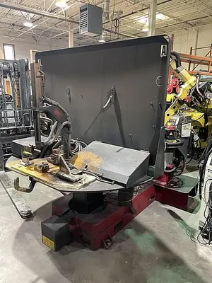 Used GENESIS SYSTEMS GROUP FANUC ARC MATE 100IC DUAL ARM WELD CELL WITH 60" DIAMETER INDEX TABLE R30IA CONTROLLER YR. 2012 Robotic Welding Cells | Harbor Machinery Inc. #1283362