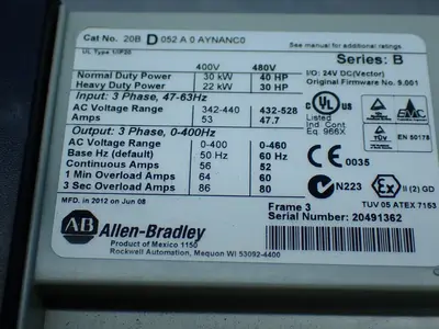 USED ALLENBRADLEY 20BD052A0AYNANC0
