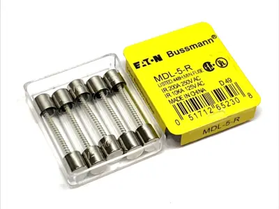 NEW BUSSMANN TIME‑DELAY FUSE 5 A 250 V GLASS TUBE 6.3×32 MM PKG OF 5