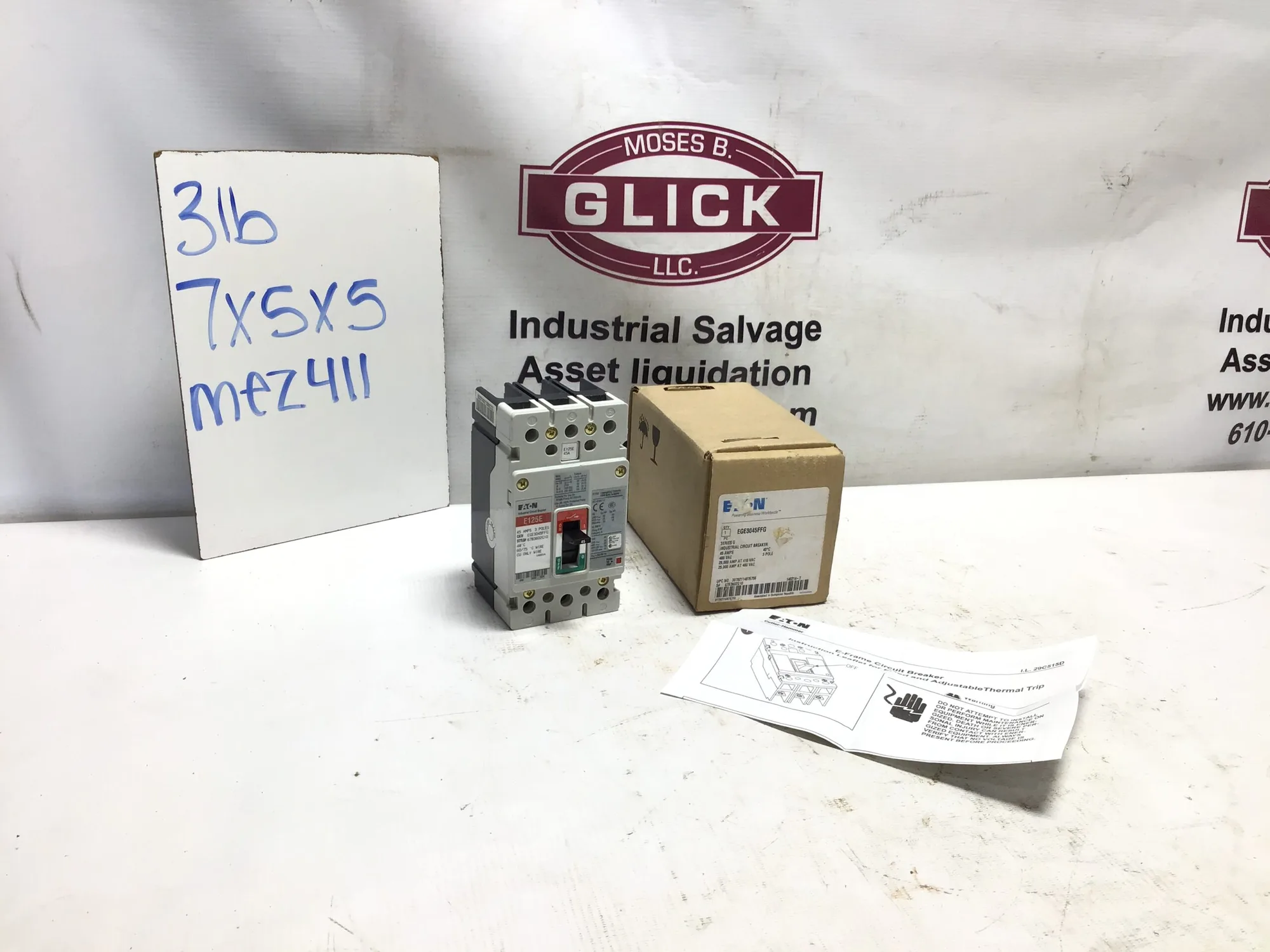 Eaton 3 Pole 45 Amp 600v Circuit Breaker Cutler Hammer E125E