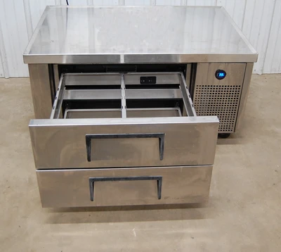 142-1114 True TRCB-48 4 Foot Equipment Griddle Stand w 2 Drawer Chef Base Cooler
