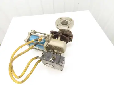 Jamesbury ST-200 Pneumatic Actuator 3" Stainless Flanged Ball Valve & Positioner