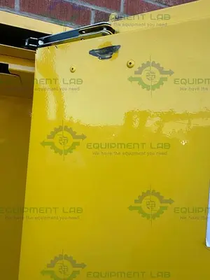 USED JUSTRITE 45 GALLON FLAMMABLE LIQUID STORAGE CABINET W/ SOFT CLOSE DOORS, KEY