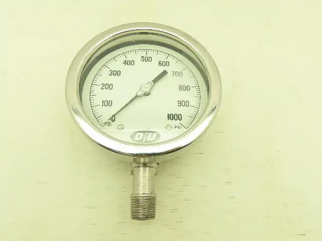 Duro-United Pressure Gauge 0-1000 PSI 4-1/2" Dial