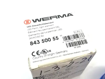 New | in-Stock WERMA Permanent LED Beacon Light Blue 24VAC/DC 843.500.55 Light Source Equipment Michigan US | Maverick Industrial Sales #1462979