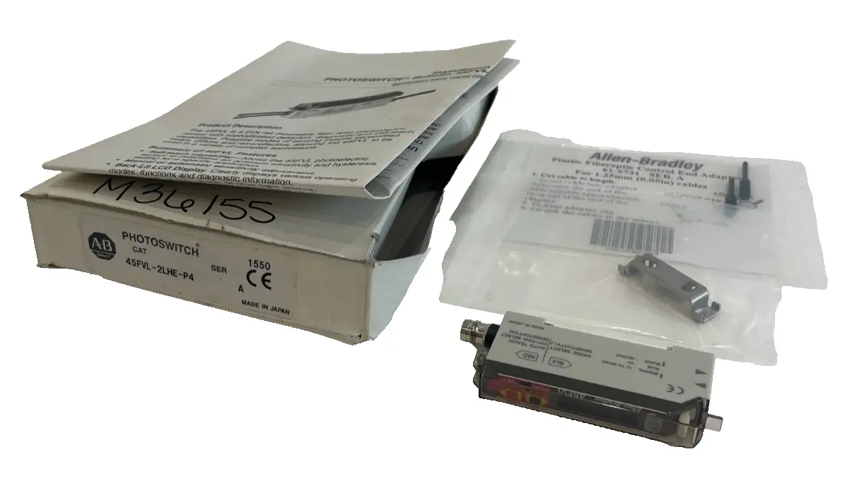 ALLEN BRADLEY 45FVL-2LHE-P4 FIBER OPTIC SENSOR 45FVL2LHEP4 NEW, SURPLUS